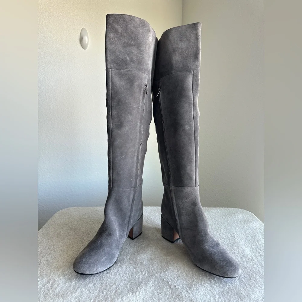 NWT Clarks Barley Ray‎ Grey Suede leather Over Knee Boot US 9